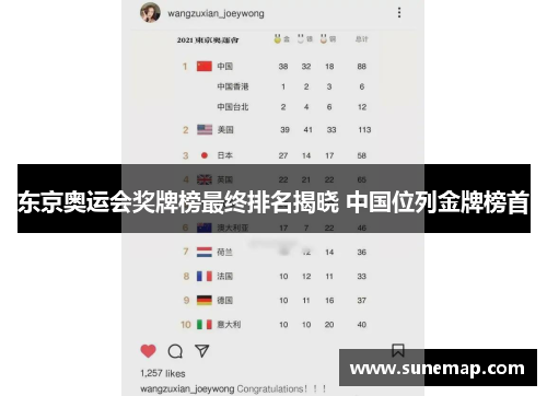 东京奥运会奖牌榜最终排名揭晓 中国位列金牌榜首